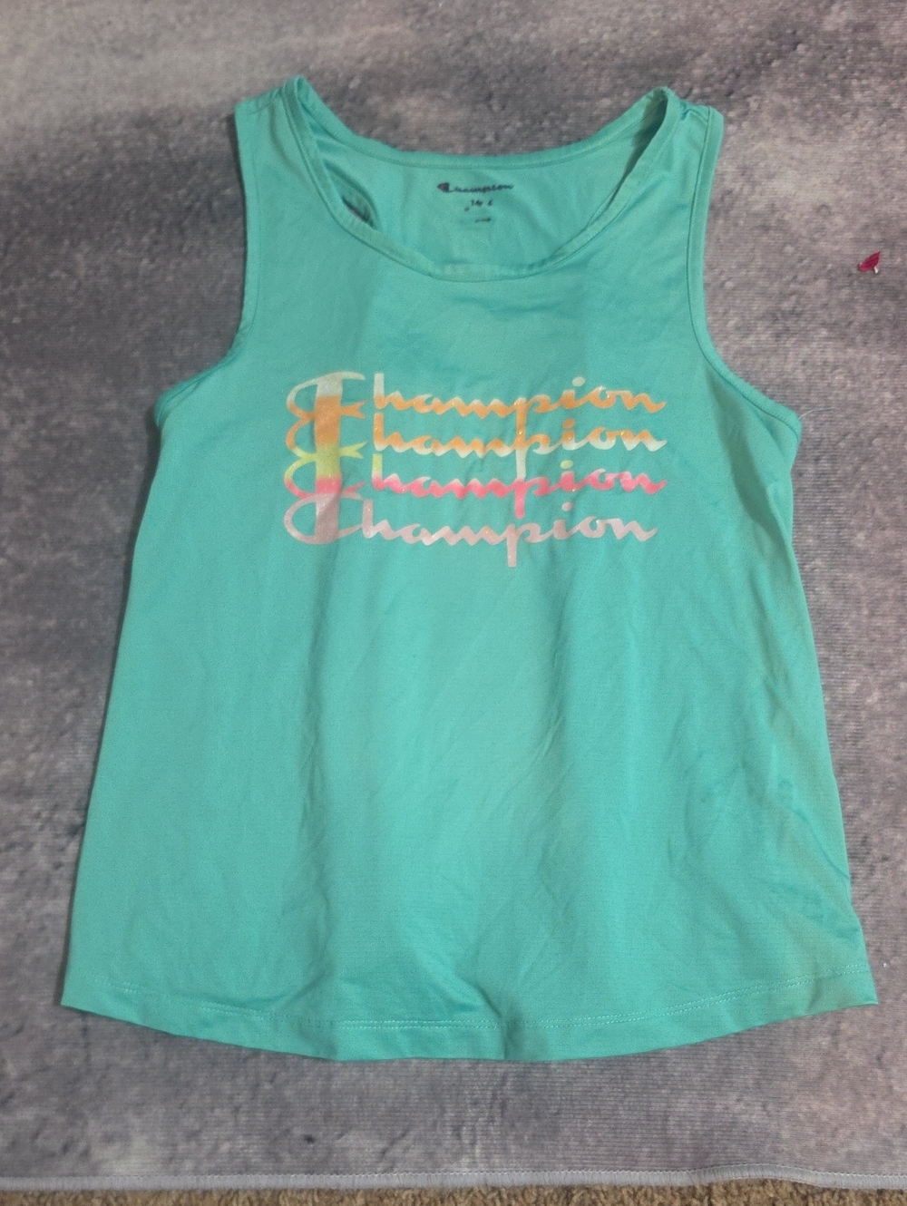 Champion Girls' Aqua Tank Top with Multicolor Script Logos